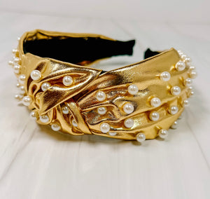Gold Abbie Pearl Studded Headband GOLD