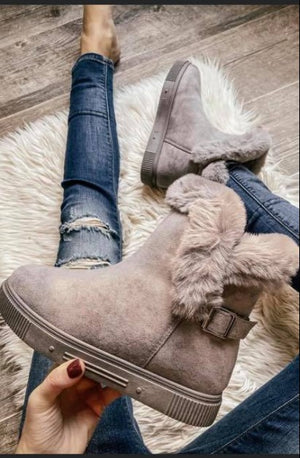 Grey Booties with Fur