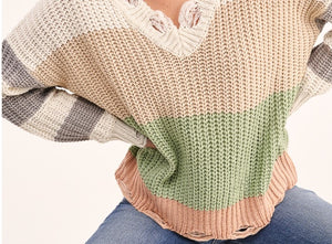 Colorblock Sweater-Neutral