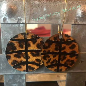 Leopard basketball earrings