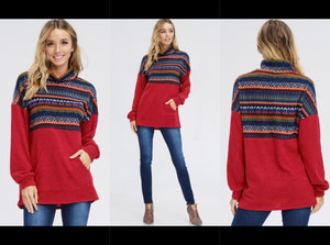 Red Aztec Long sleeve
